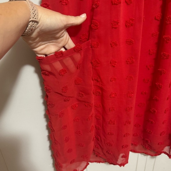 Swiss dot, red, babydoll style dress size medium - Picture 2 of 7